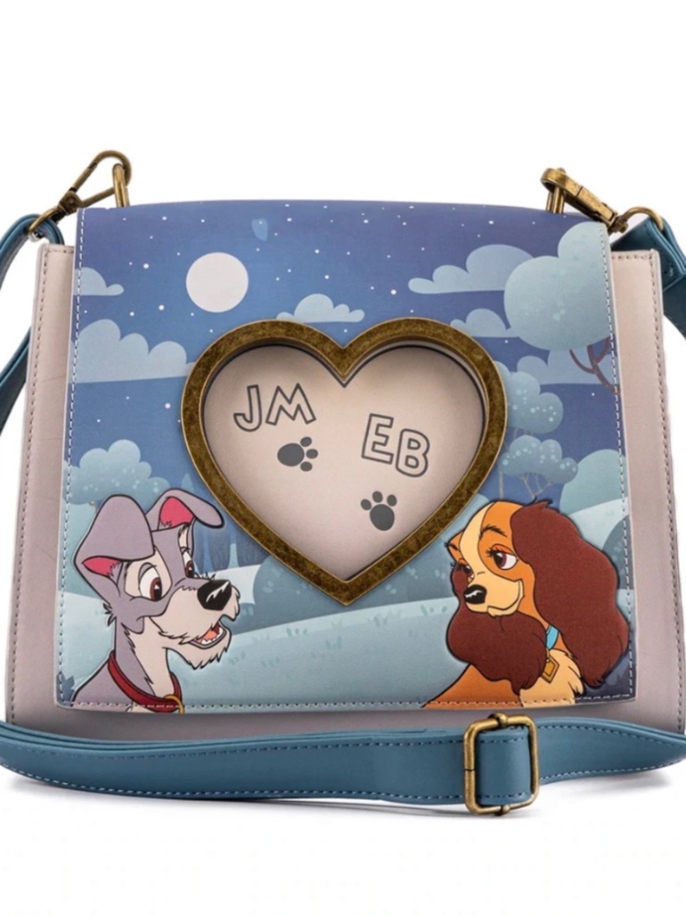 Loungefly Lady and the Tramp Wet Cement Heart Crossbody Bag Disney
